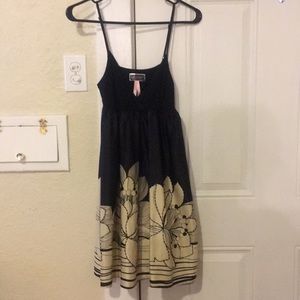 Black and cream cocktail dress.